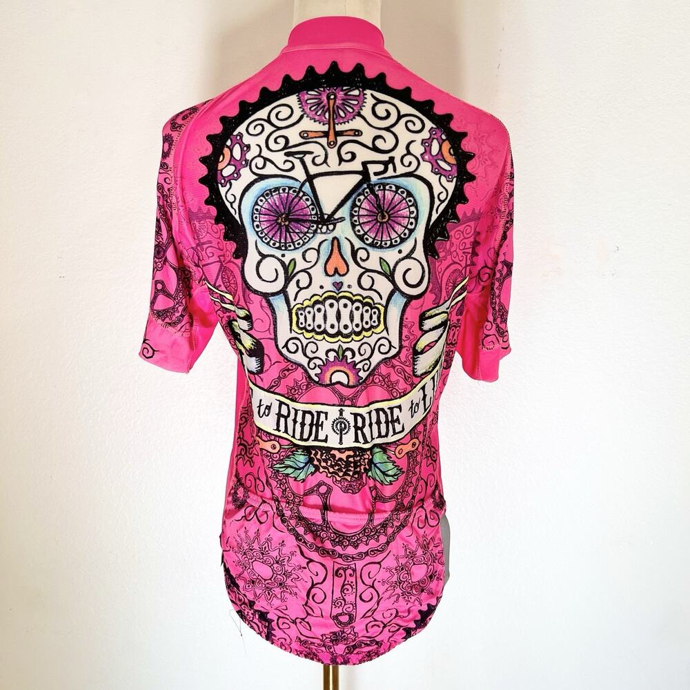 Cycology Day of the Living Cycling Jersey Women’s Medium Short Sleeve SPF 50